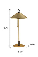 Metal Two Light Candlestick LED Table Lamp With Brass Cone Shade - Black And Gold - HomeRoots - Table Lamps - Elite Enclave Home