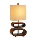 Retro Ovals Wood Bedside Lamp With Natural Shade - Brown - HomeRoots - Table Lamps - Elite Enclave Home