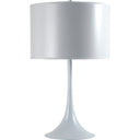 Metal Table Lamp With White Classic Drum Shade - White
