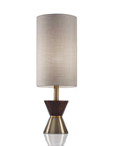 Wood Metal Diabolo Table Lamp - Brass