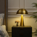 Iron USB Table Lamp With Brass Dome Shade - Brass
