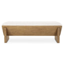 Uttermost Wedged Ivory Fabric Bench – soft ivory faux sheepskin waterfall seat with medium oak veneer frame 