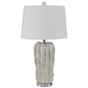 Glass Novelty Table Lamp With White Empire Shade - Nickel