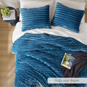 Avril - King/California King Fluffy Ribbed Plush Comforter Set - Blue - Intelligent Design - Comforters & Sets - Elite Enclave Home