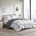 Pike - Plaid Reversible Comforter Set - White/Gray