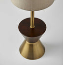Wood Metal Diabolo Table Lamp - Brass