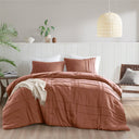 Porter - Full Soft Washed Pleated Comforter Set - Clay