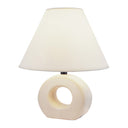 Ceramic Bedside Table Lamp With White Empire Shade - Beige