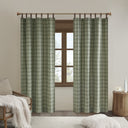 Anaheim - Plaid Faux Leather Tab Top Curtain Panel With Fleece Lining - Green - Madison Park - Curtains & Drapes - Elite Enclave Home