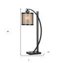 Metal Lantern Table Lamp With White Drum Shade - Black - HomeRoots - Table Lamps - Elite Enclave Home