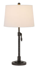 Metal Adjustable Table Lamp With Off-White Empire Shade - Silver