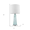 Glass Buffet Lamp With Off-White Empire Shade - Aqua