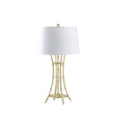 Bamboo Design Table Lamp With Off-White Drum Shade - Gold