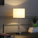 21" Bedside Table Lamp With White Drum Shade - Silver