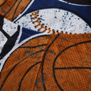 Microfiber Round Sports Pouf Cover - Blue And Orange