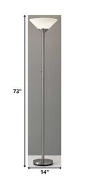 Torchiere Floor Lamp With White Cone Shade - Silver - HomeRoots - Floor Lamps - Elite Enclave Home