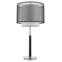 Metal Column Lamp With Black And White Drum Shade - Black And Silver