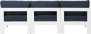Nizuc - Outdoor Patio 3 Seat Armless Modular Sofa With White Frame - Meridian Furniture - Stationary Sectionals- Elite Enclave Home