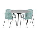 5 Piece Round Dining Set With Four Chairs - Gray And Light Blue