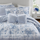 Adele - Full/Queen 5 Pieces Comforter Set With Decorative Pillows - Blue