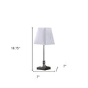 Bedside Table Lamp With White Empire Shade - Silver