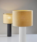 Ceramic Cylinder Table Lamp With Beige Drum Shade - White - HomeRoots - Table Lamps - Elite Enclave Home