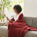 Chunky Double Knit - Handmade Throw - Red - Madison Park - Throws - Elite Enclave Home