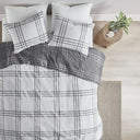 Pike - Plaid Reversible Comforter Set - White / Gray - Intelligent Design - Comforters & Sets - Elite Enclave Home