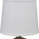 Glass Bedside Table Lamp With Tapered Drum Shade - Clear White