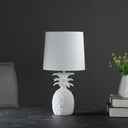 Bedside Table Lamp With White Empire Shade - White