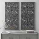 Botanical Panel - Carved Wall Decor (Set of 2) - Antique Blue - Madison Park - Wall Decor - Elite Enclave Home