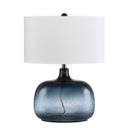 Glass Table Lamp With White Novelty Shade - Dark Blue - HomeRoots - Table Lamps - Elite Enclave Home