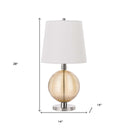 Metal Globe Table Lamp With White Empire Shade - Nickel