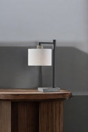 Metal Novelty Table Lamp With White Empire Shade - Gray - HomeRoots - Table Lamps - Elite Enclave Home