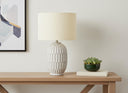 24" Geometric Table Lamp With Drum Shade - Cream - HomeRoots - Table Lamps - Elite Enclave Home