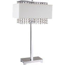 Table Lamp With Faux Crystals And White Rectangle Shade - Silver