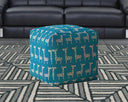 Cotton Giraffe Pouf Cover - Blue / White