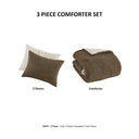 Riordan - 3 Piece Full/Queen Waffle Knit Comforter Set - Brown