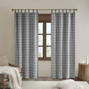 Anaheim - Plaid Faux Leather Tab Top Curtain Panel With Fleece Lining - Gray - Madison Park - Curtains & Drapes - Elite Enclave Home