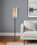 Solid Wood Traditional Shaped Floor Lamp With Drum Shade - Brown / Beige - HomeRoots - Floor Lamps - Elite Enclave Home