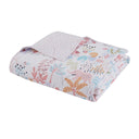 Iris - Twin Woodland Animals Reversible Cotton Quilt Set - Blush