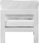 Nizuc Outdoor Armless Chair – white aluminum frame with waterproof fabric cushions