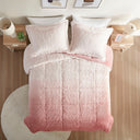 Brielle - King Ombre Shaggy Long Comforter Mini Set - Blush
