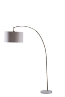 Arched Floor Lamp With Gray Drum Shade - Beige And Antique Gold - HomeRoots - Floor Lamps - Elite Enclave Home