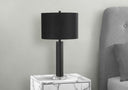 Metal And Acrylic Cylinder Table Lamp With Black Drum Shade - Black - HomeRoots - Table Lamps - Elite Enclave Home