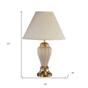 Ceramic Urn Table Lamp With Off-White Empire Shade - Ivory And Gold