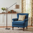 Swing Arm Floor Lamp With Beige Solid Color Drum Shade - Black / Beige - HomeRoots - Floor Lamps - Elite Enclave Home