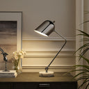 22" Iron Desk Table Lamp With Silver Metallic Bell Shade - Silver Metallic
