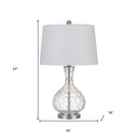 Metal Round Table Lamp With Shade - Clear White - HomeRoots - Table Lamps - Elite Enclave Home
