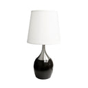 Gourd Table Lamp With White Tapered Drum Shade - Black And Silver